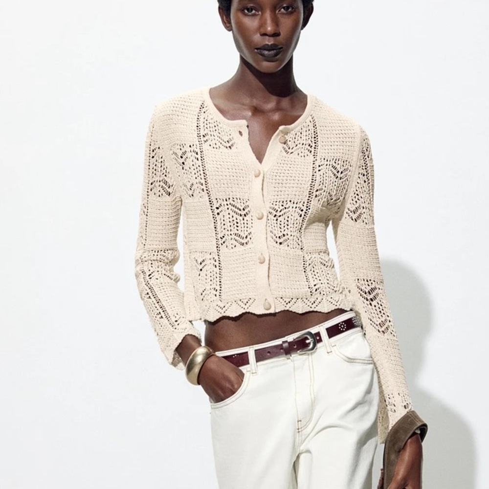 NWT Zara Pointelle Knit Cardigan